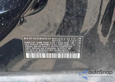 2022 Volkswagen Jetta 1.5T Se z USA, uszkodzony, nr VIN 3VWEM7BU8NM006701